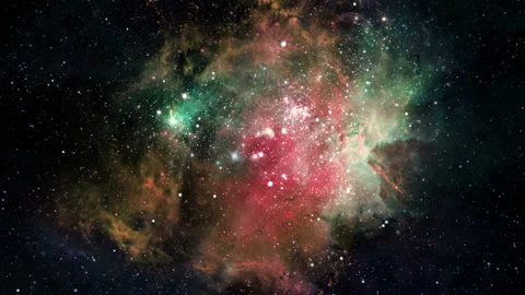 Space Nebula in red and green Stock Footage 235734760