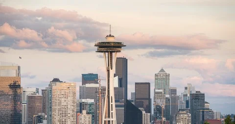 Space Needle - cityscape of seattle Video stock 125707942