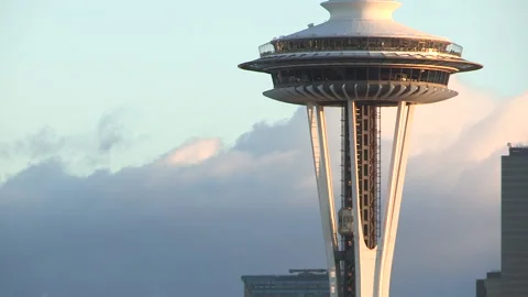Space needle close up in Seattle Stock Footage 136532486