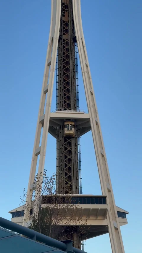 Space Needle The elevator goes up Seattle downtown Space needle lift rises up Stock Footage 241030533