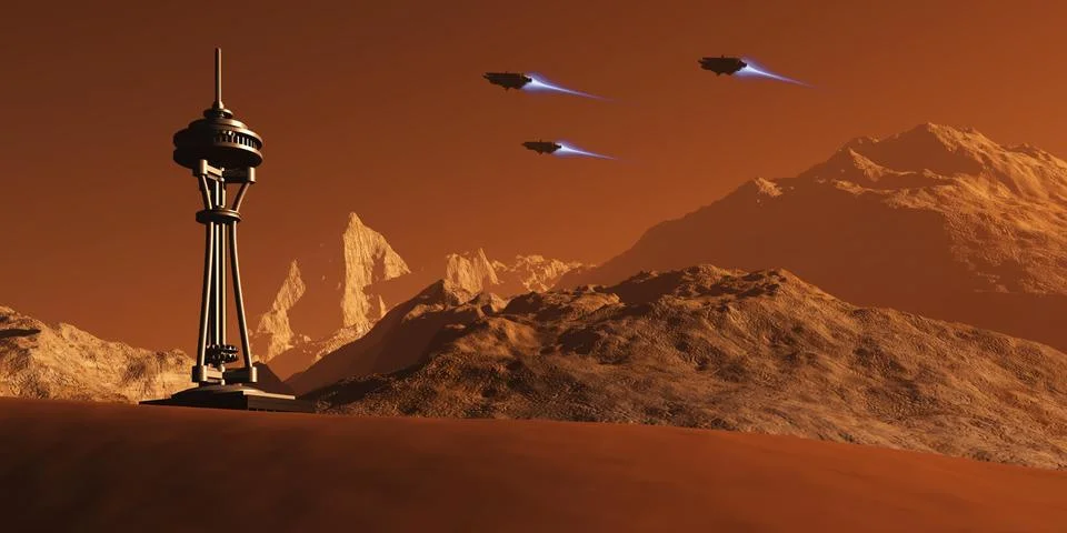 Space Needle on Mars Stock Illustration