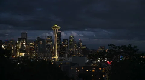 Space needle at night Stock Footage 57216757