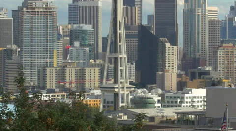 Space Needle observation tower, Seattle Stock Footage 48014857