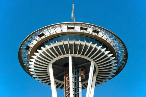 Space needle in seattle close-up view Foto stock