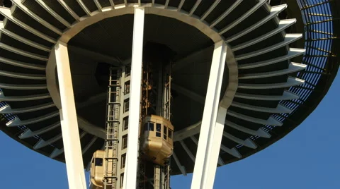 Space Needle, Seattle, CU, Elevators Stock Footage 53175360