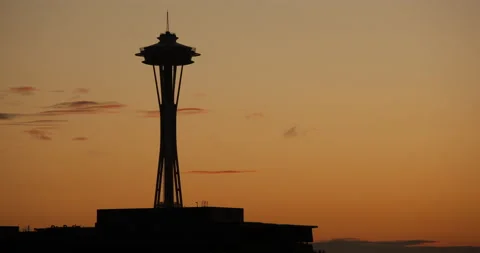 Space needle sunset time lapse silhouette Stock Footage 165243644