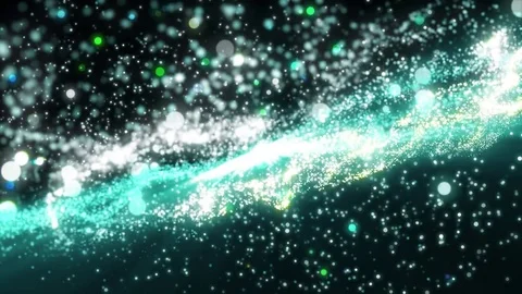 Space neon background with particles. Space blue dust with stars on black bac Stock Footage 82471457