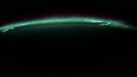 Space Night View Of The Aurora Borealis, The Northern Lights Stock Footage 171640029