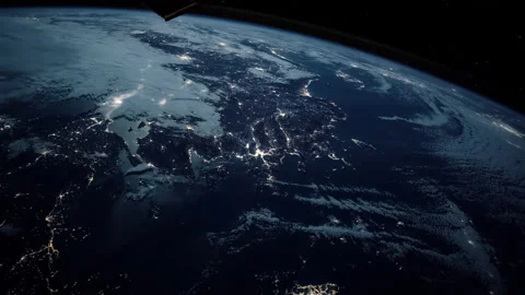 Space Night View From The International Space Station Orbiting Earth Stock Footage 171639560