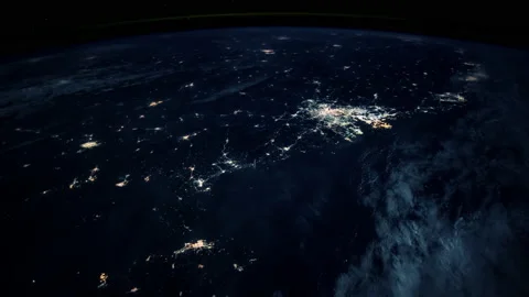 Space Night View From The International Space Station Orbiting Earth Stock Footage 171647105