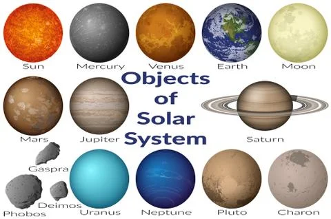 Space Objects of Solar System Set Stock Illustration
