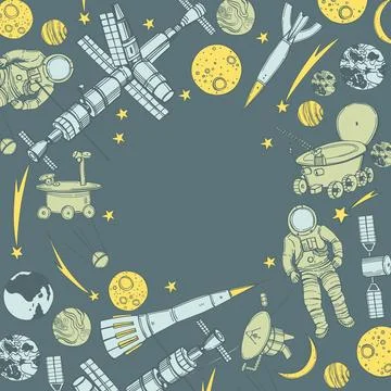 Space objects. Vector background. Stock Illustration