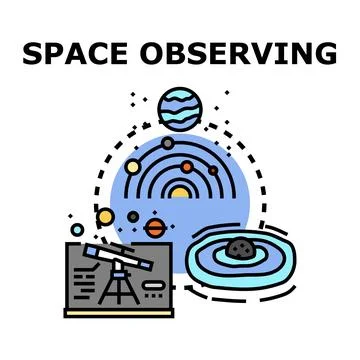 Space observing concept, researching universe and galaxy Stock Illustration