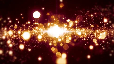 Space orange background with particles. Space gold dust with stars on black b Video stock 82445788