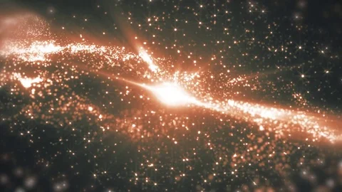 Space orange background with particles. Space gold dust with stars. Sunlight  Video stock 82452446