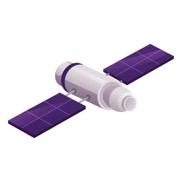 Space orbital satellite, vector spaceship shuttle with solar panels and antenna Stock Illustration