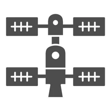 Space orbital station solid icon. Spaceship vector illustration isolated on Ilustración de archivo