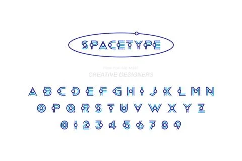 Space original Font in Blue colour for Creative Design template. Flat Stock Illustration