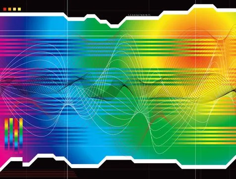 Space outlook rainbow A rainbow data graph with wavy lines and information... Stock-Fotos