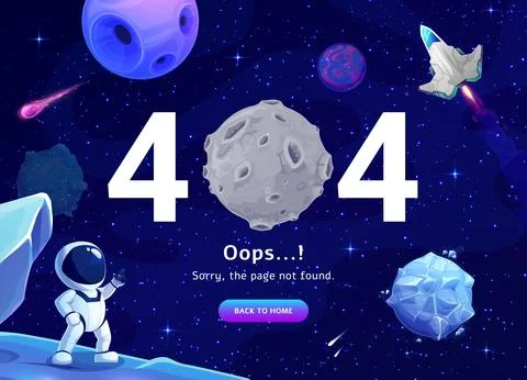 Space page 404, error for web resource not found Stock Illustration