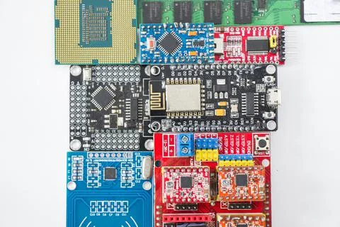 Space parts, microprocessor and microchips, electrical parts 스톡 사진