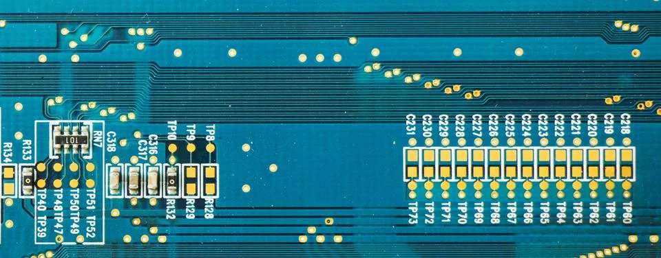 Space parts, microprocessor and microchips, background and texture of electrical Foto stock