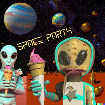 Space Party Original - 1 Stock Illustration