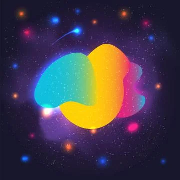 Space pattern with abstract shape and stars Illustrazione stock