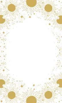 Space pattern with golden sun, moon on white background, vintage background f Stock Illustration