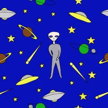 .space pattern, hand drawing, vector, doodle Stock Illustration