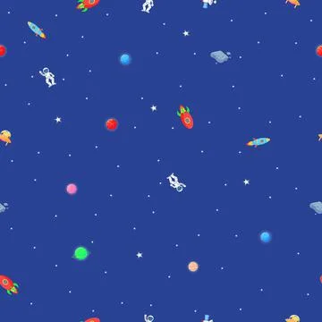 Space pattern with planets and stars. Astronaut Stock Illustration