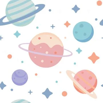Space pattern with planets ,cosmos flat design for kids イラスト素材