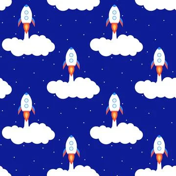 Space pattern with rockets for children vector illustration. 스톡 일러스트