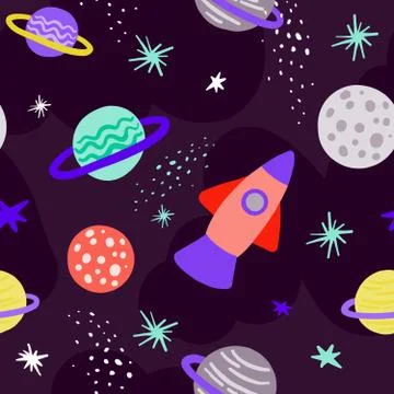 Space pattern seamless design graphic Stock Illustration