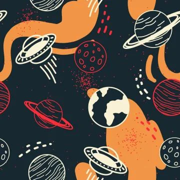 Space pattern seamless design graphic Stock Illustration