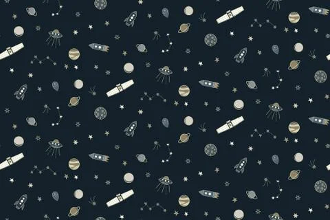 Space pattern seamless design for kids Stock Illustration
