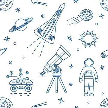 Space Pattern Telescope Planets Shuttle Galaxy イラスト素材