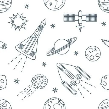 Space Pattern Telescope Planets Shuttle Galaxy Illustrazione stock