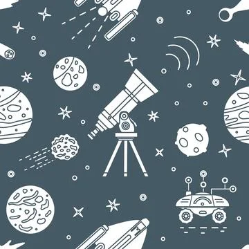 Space Pattern Telescope Planets Shuttle Galaxy イラスト素材