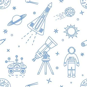 Space Pattern Telescope Planets Shuttle Galaxy イラスト素材