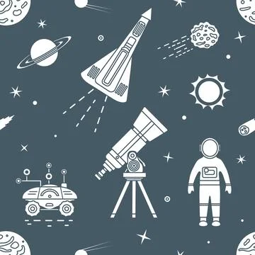 Space Pattern Telescope Planets Shuttle Galaxy イラスト素材