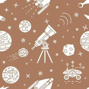 Space Pattern Telescope Planets Shuttle Galaxy イラスト素材