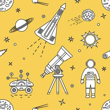 Space Pattern Telescope Planets Shuttle Galaxy イラスト素材