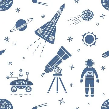 Space Pattern Telescope Planets Shuttle Galaxy イラスト素材