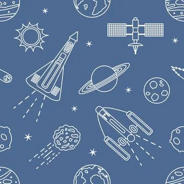 Space Pattern Telescope Planets Shuttle Galaxy イラスト素材