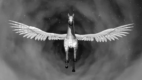 Space Pegasus. 3D rendering. Art. 4K. Stock Illustration