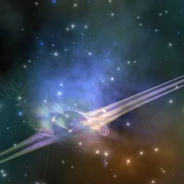 A space phenomenon sends out rays through the cosmos. Stock Illustration
