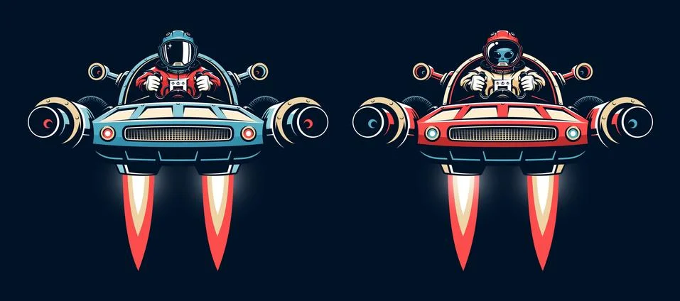 Space pilot controls shuttle Stock Illustration