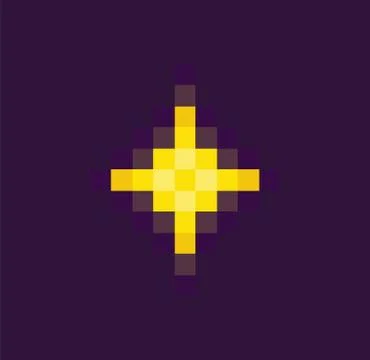 Space Pixel game, Yellow Star or Burst Vector イラスト素材