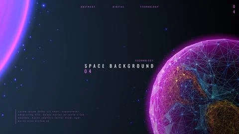 Space planet background. Abstract technological cosmos bg. Stock Illustration